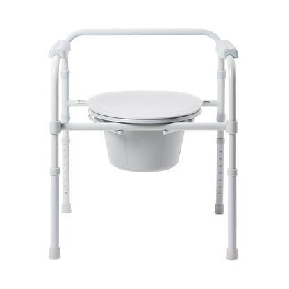 3-in-1 Commode Chair McKesson Fixed Arms Steel Frame Back Bar 13-1/4 Inch Seat Width 350 lbs. Weight Capacity