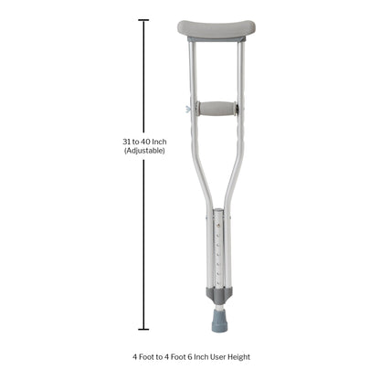 Underarm Crutches McKesson Pediatric 4 Foot to 4 Foot 6 Inch User Height Aluminum Frame 175 lbs. Weight Capacity