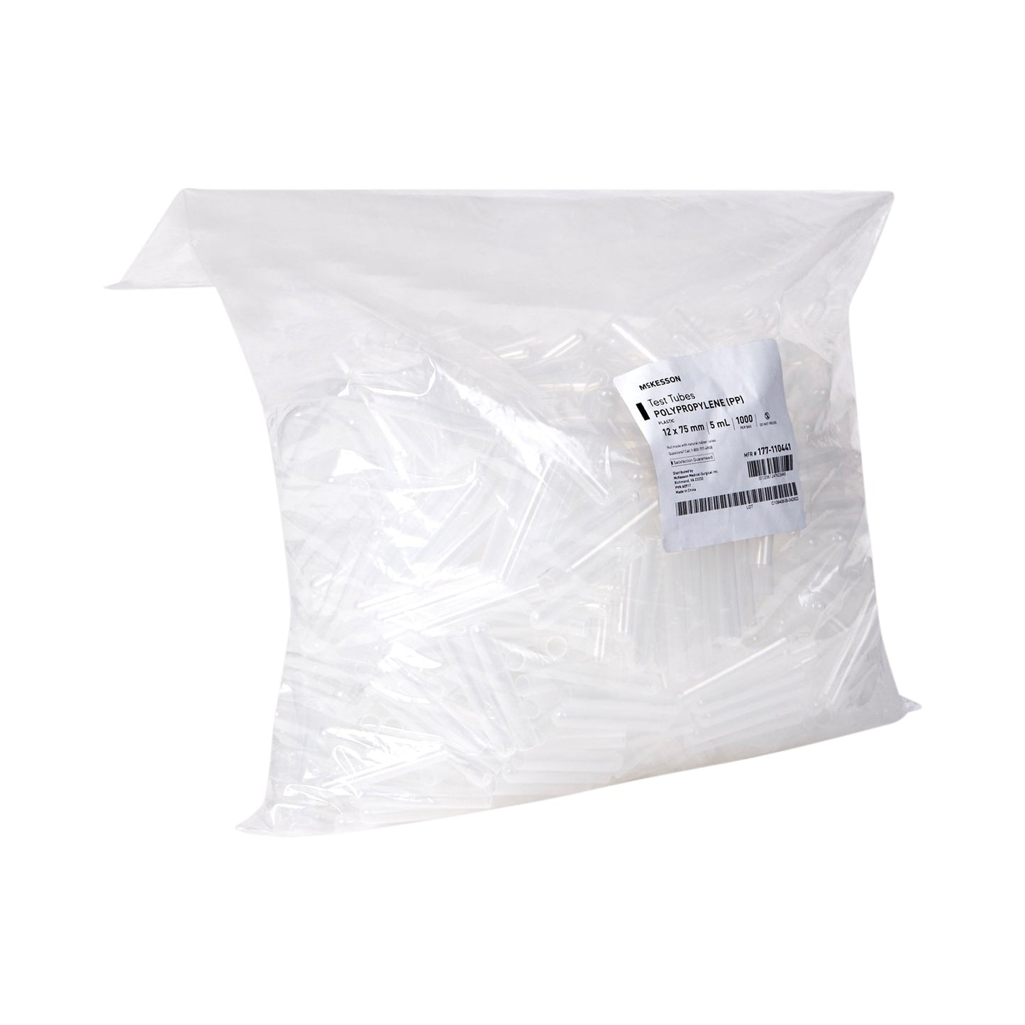 McKesson Test Tube Plain 5 mL Without Closure Polypropylene Tube