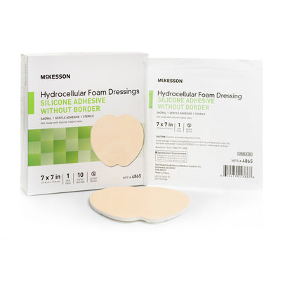 Foam Dressing McKesson 7 X 7 Inch Without Border Film Backing Silicone Gel Adhesive Sacral Sterile