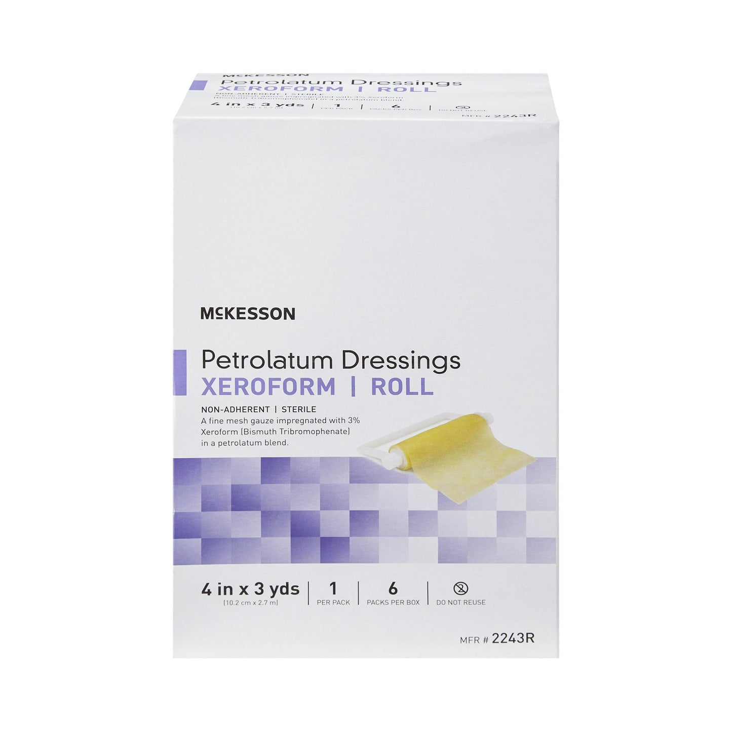Xeroform Petrolatum Impregnated Dressing McKesson Roll 4 Inch X 3 Yard Sterile