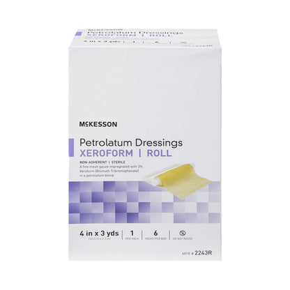Xeroform Petrolatum Impregnated Dressing McKesson Roll 4 Inch X 3 Yard Sterile