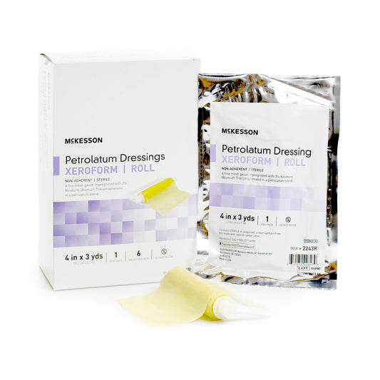 Xeroform Petrolatum Impregnated Dressing McKesson Roll 4 Inch X 3 Yard Sterile