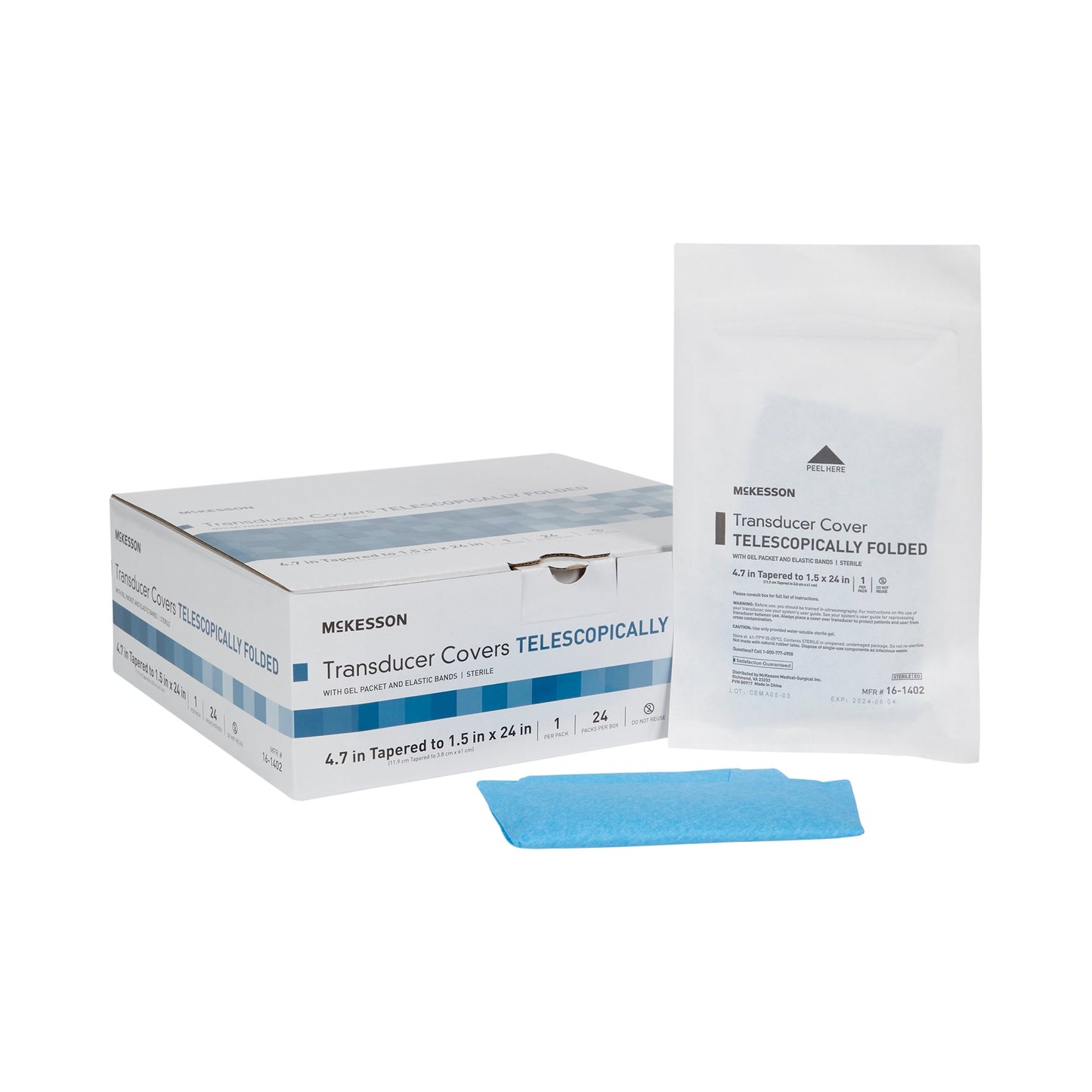 Ultrasound Probe Cover Kit McKesson 4.7 Inch tapered to 1.5 X 24 Inch Plastic Sterile Tapered