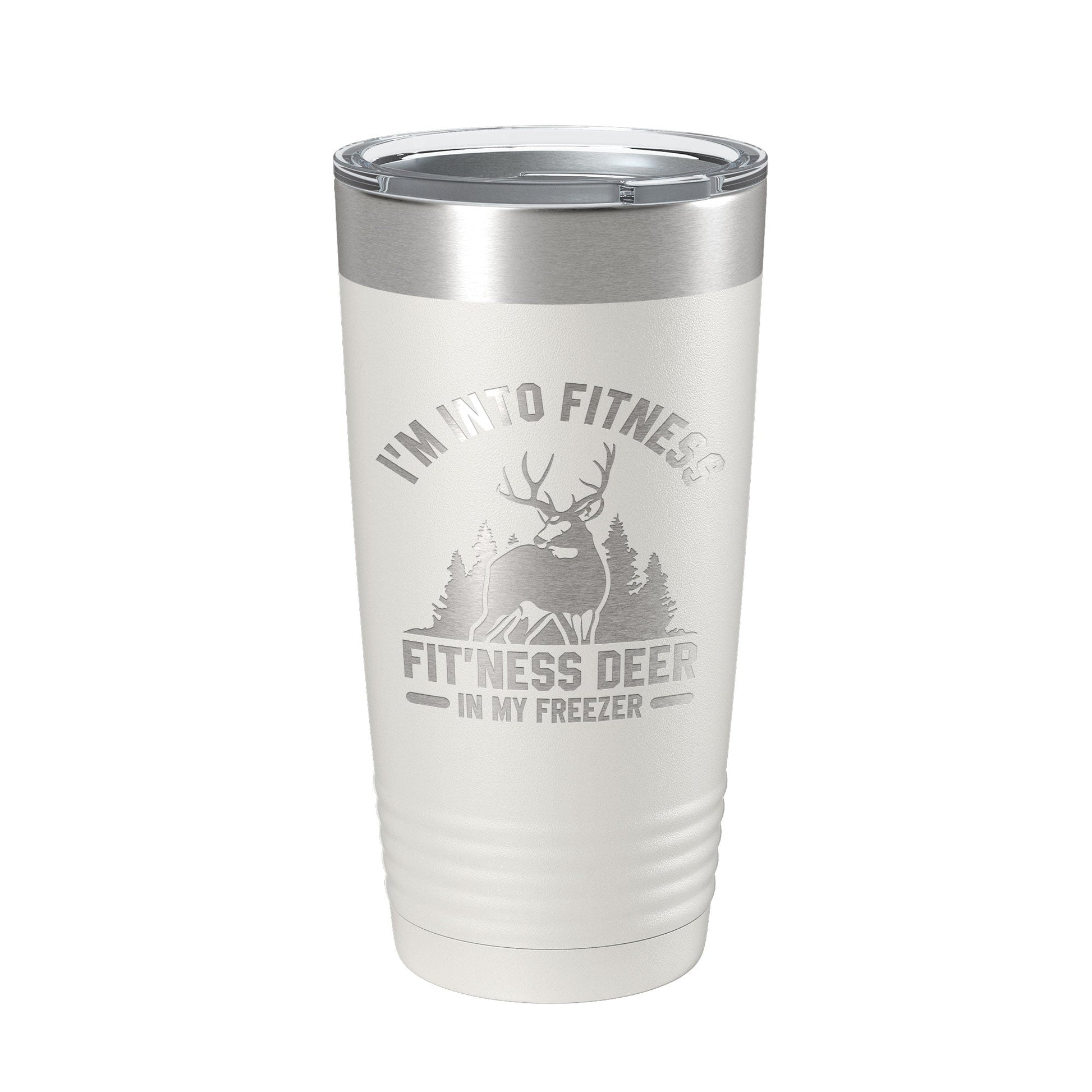 Deer Hunter Funny Tumbler Travel Mug I'm Into Fitness Fitting This Deer In My Freezer Insulated Laser Engraved Hunting Gift Coffee Cup 20 oz-1