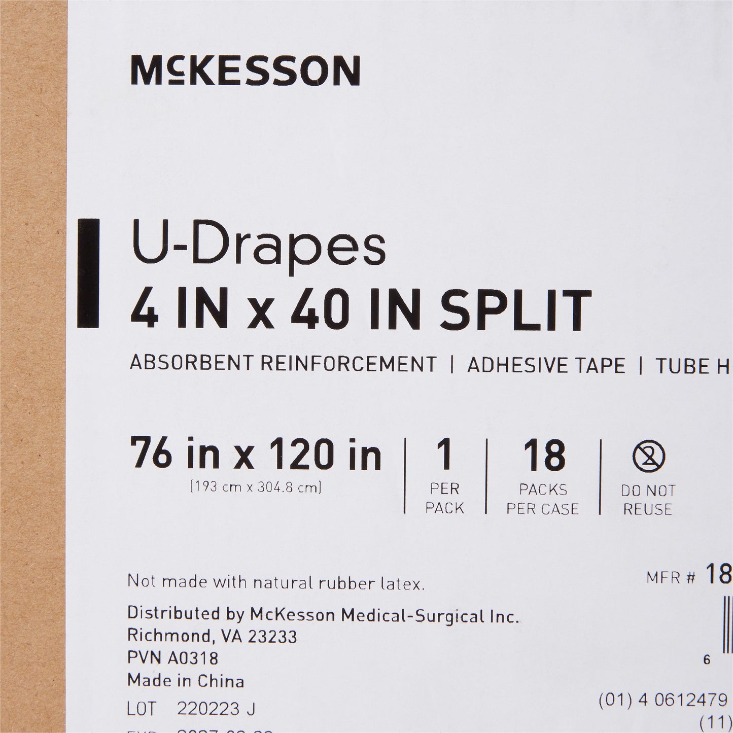 Orthopedic Drape McKesson U-Drape with Split 76 W X 120 L Inch Sterile