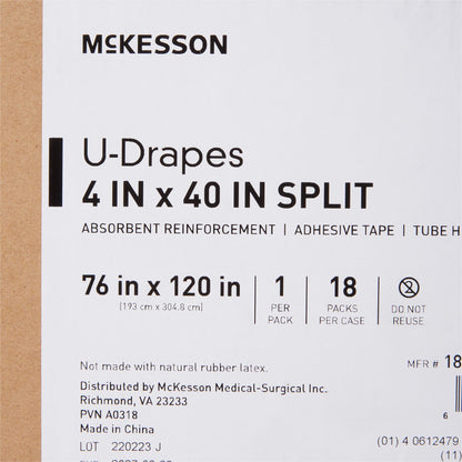 Orthopedic Drape McKesson U-Drape with Split 76 W X 120 L Inch Sterile