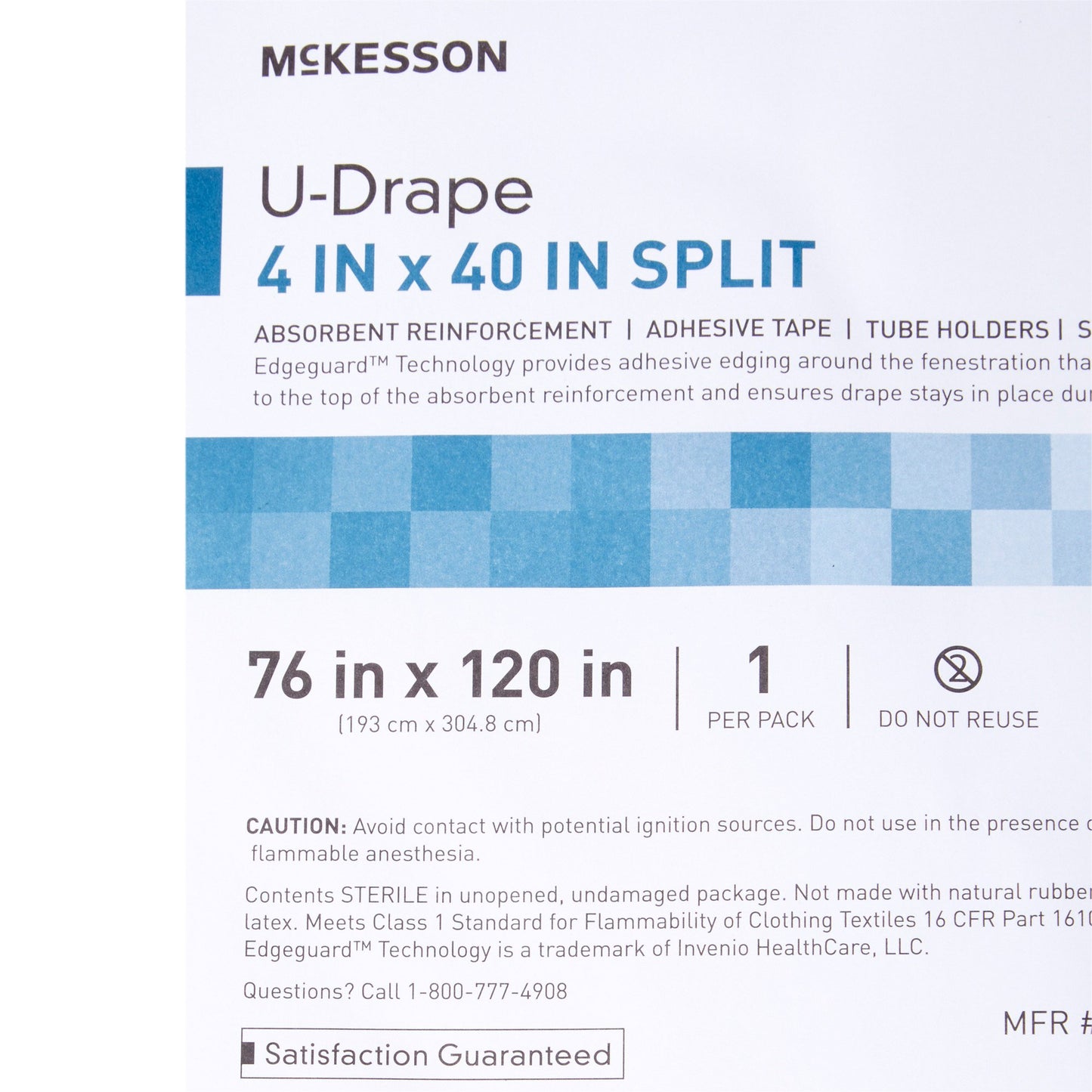 Orthopedic Drape McKesson U-Drape with Split 76 W X 120 L Inch Sterile