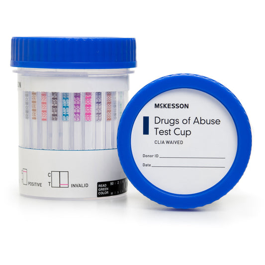 Drugs of Abuse Test Kit McKesson AMP, BAR, BZO, COC, mAMP/MET, MDMA, MOP300, MTD, OXY, PCP, TCA, THC (OX, pH, SG) 25 Tests CLIA Waived