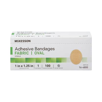 Adhesive Strip McKesson 1 X 1-1/4 Inch Fabric Oval Tan Sterile