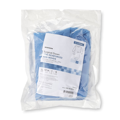 Non-Reinforced Surgical Gown with Towel McKesson X-Large Blue Sterile AAMI Level 3 Disposable