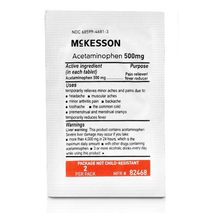 Pain Relief McKesson 500 mg Strength Acetaminophen Unit Dose Tablet 250 per Box