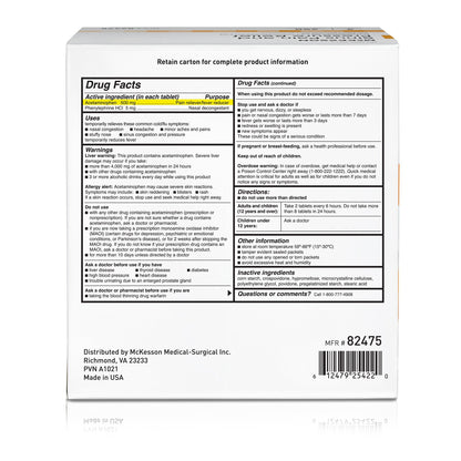 Cold and Sinus Relief McKesson Brand 500 mg - 5 mg Strength Tablet 2 per Pack