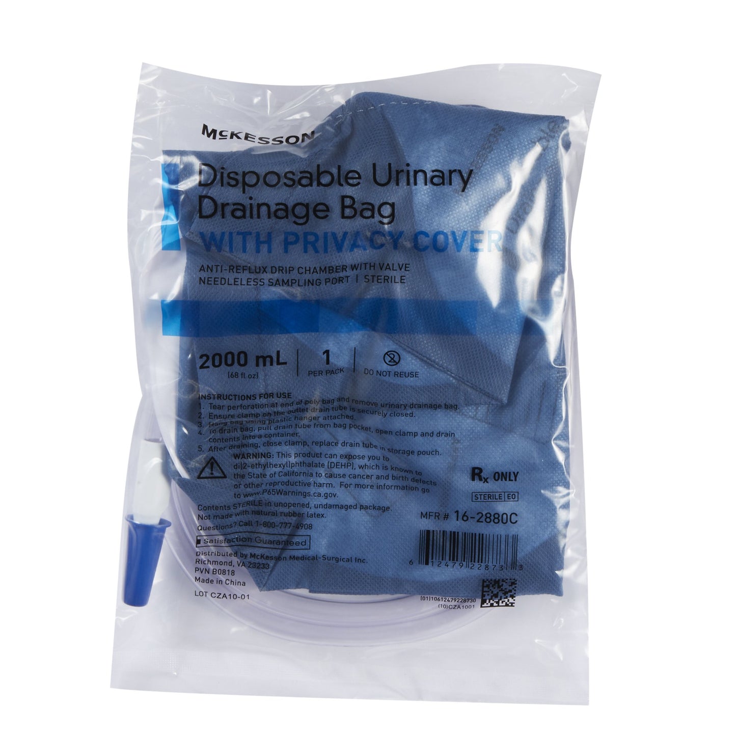 Urinary Drain Bag McKesson Anti-Reflux Valve Sterile 2,000 mL Vinyl