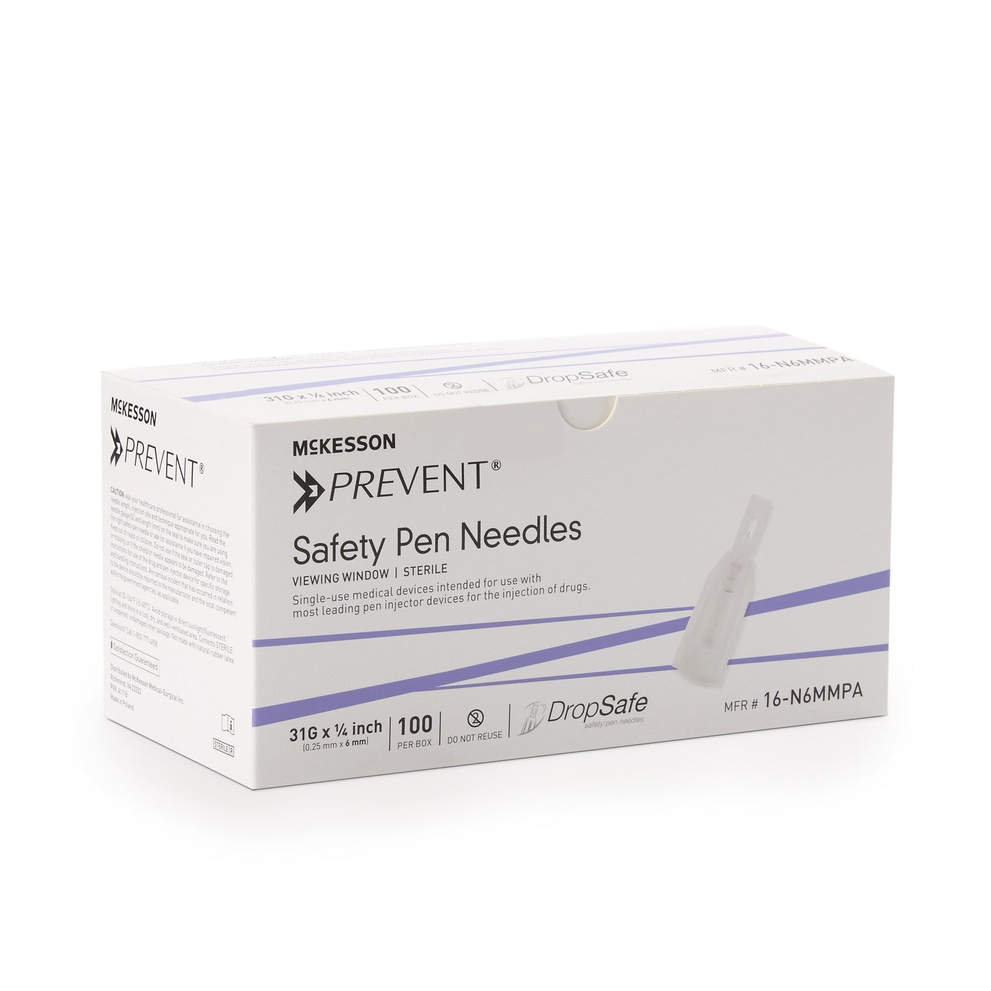 Safety Insulin Pen Needle McKesson Prevent® 31 Gauge 6 mm Length Automatic Safety Without Back-End Shield