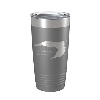 Buffalo Bill Reservoir Tumbler Lake Map Travel Mug Insulated Laser Engraved Coffee Cup Wyoming 20 oz-16