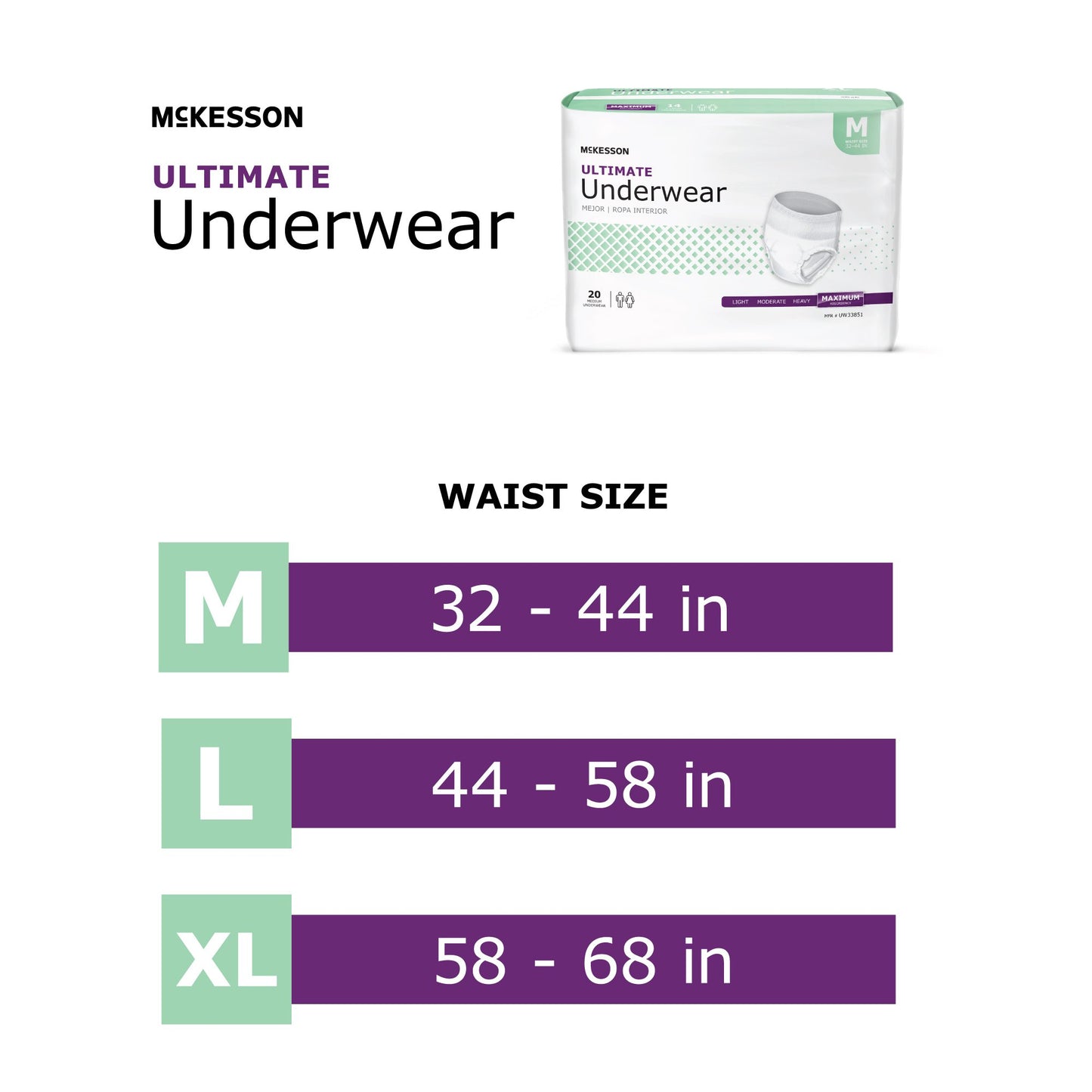 Unisex Adult Absorbent Underwear McKesson Pull On with Tear Away Seams Large Disposable Heavy Absorbency