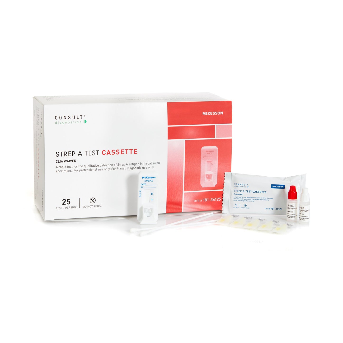 Respiratory Test Kit McKesson Consult™ Strep A Test 25 Tests CLIA Waived