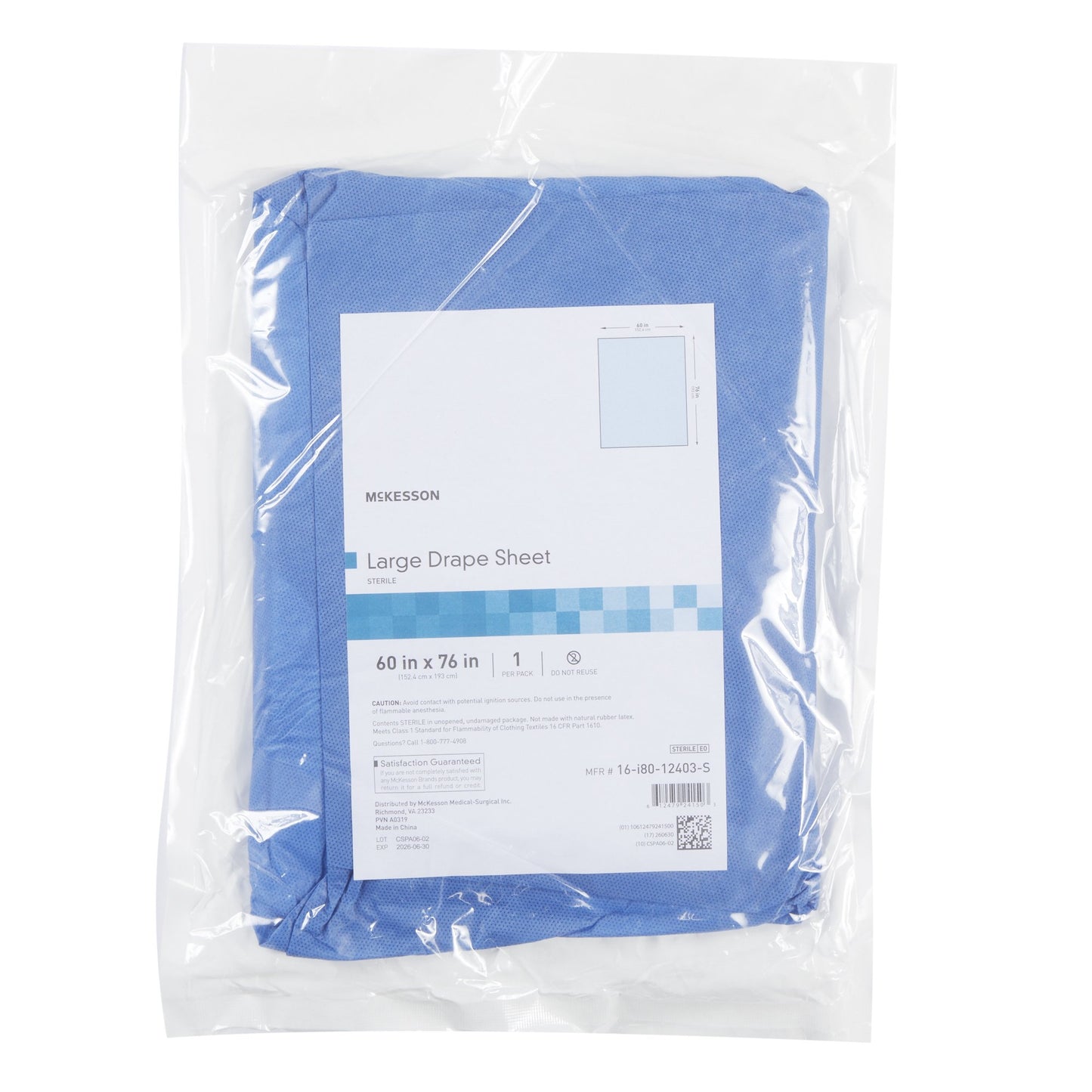 General Purpose Drape McKesson Large Drape Sheet 76 W X 60 L Inch Sterile