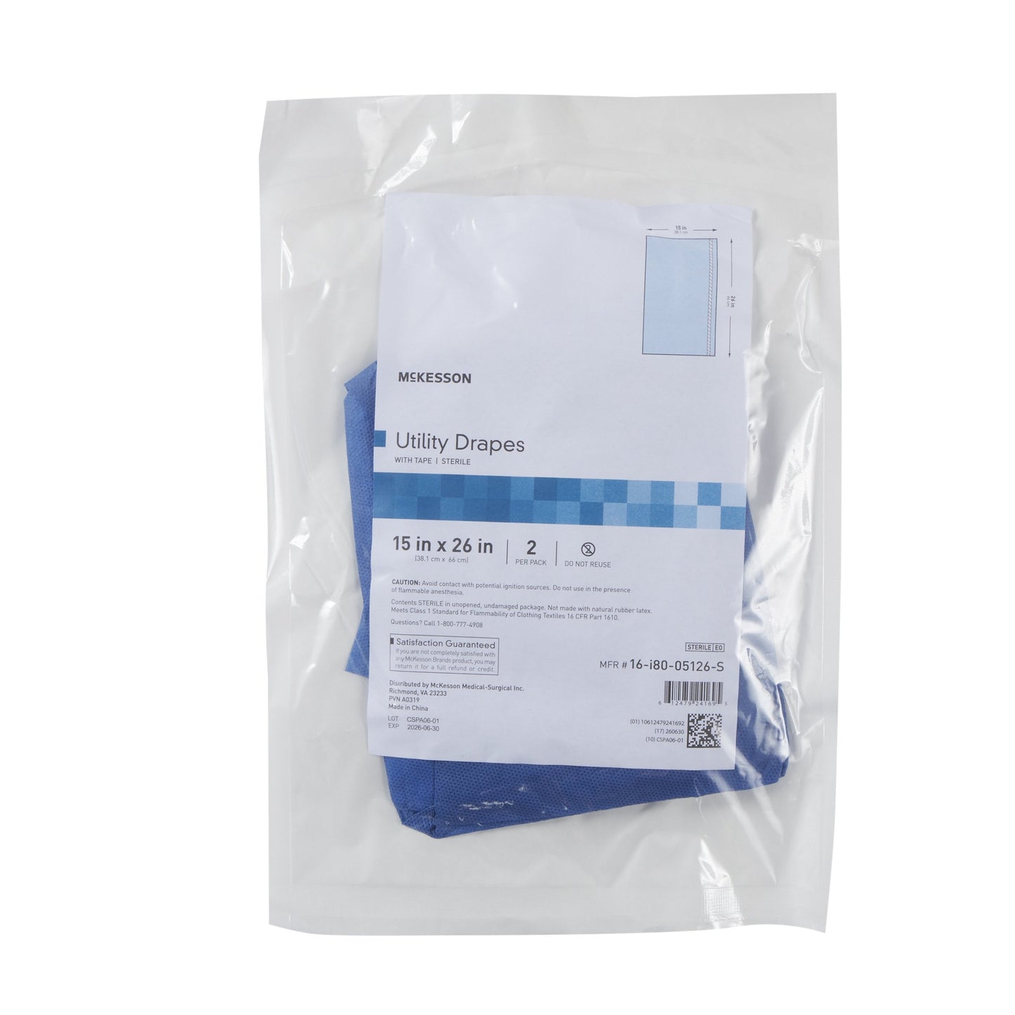 General Purpose Drape McKesson Utility Drape with Tape 15 W X 26 L Inch Sterile