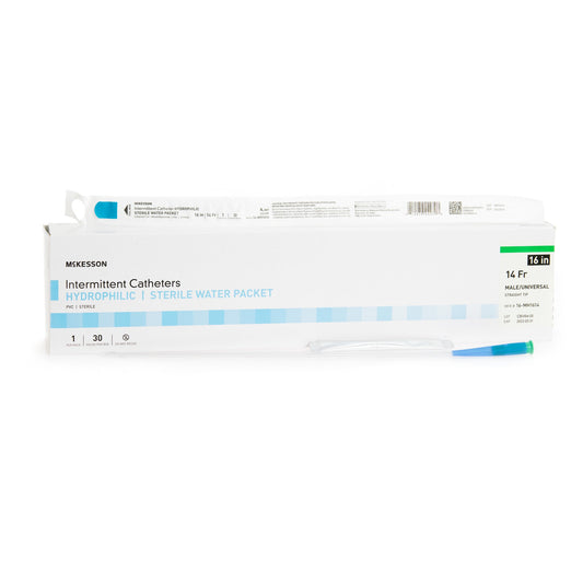 Urethral Catheter McKesson Straight Tip Hydrophilic Coated PVC 14 Fr. 16 Inch