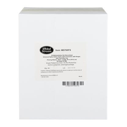Secondary IV Administration Set MedStream Gravity Without Ports 20 Drops / mL Drip Rate Without Filter 40 Inch Tubing Solution