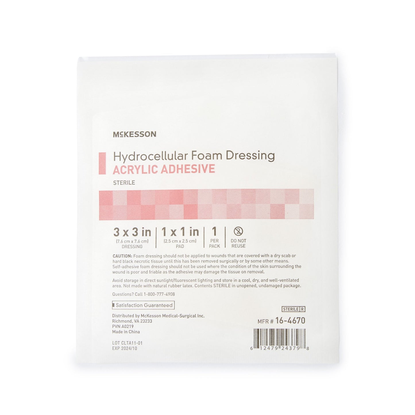 Foam Dressing McKesson 3 X 3 Inch With Border Film Backing Acrylic Adhesive Square Sterile