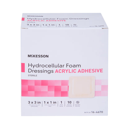Foam Dressing McKesson 3 X 3 Inch With Border Film Backing Acrylic Adhesive Square Sterile