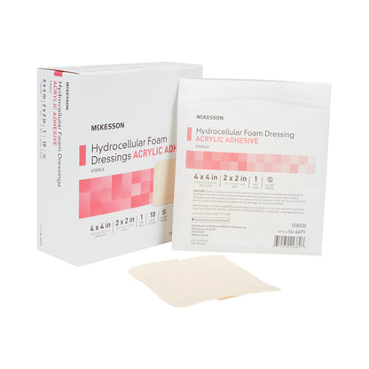 Foam Dressing McKesson 4 X 4 Inch With Border Film Backing Acrylic Adhesive Square Sterile