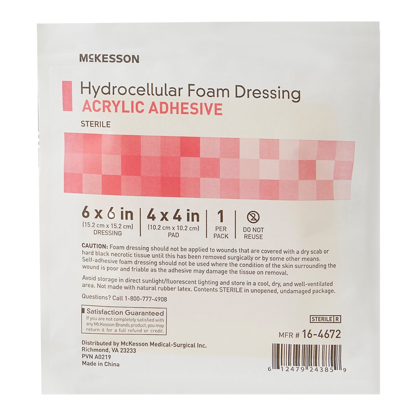 Foam Dressing McKesson 6 X 6 Inch With Border Film Backing Acrylic Adhesive Square Sterile