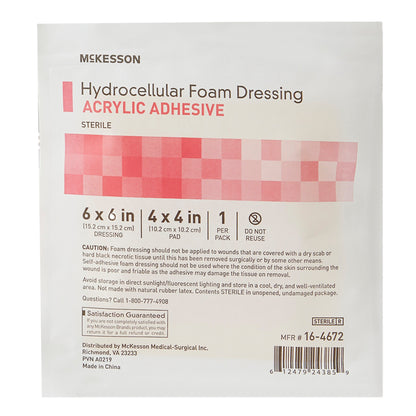 Foam Dressing McKesson 6 X 6 Inch With Border Film Backing Acrylic Adhesive Square Sterile
