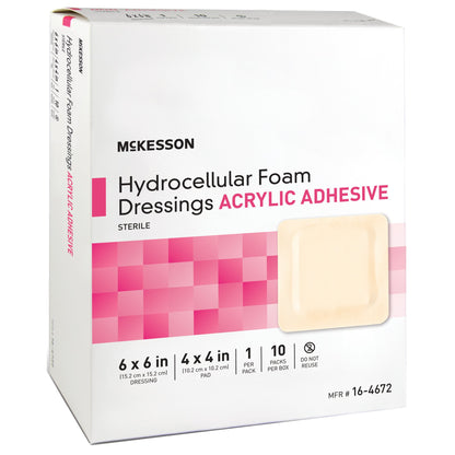 Foam Dressing McKesson 6 X 6 Inch With Border Film Backing Acrylic Adhesive Square Sterile