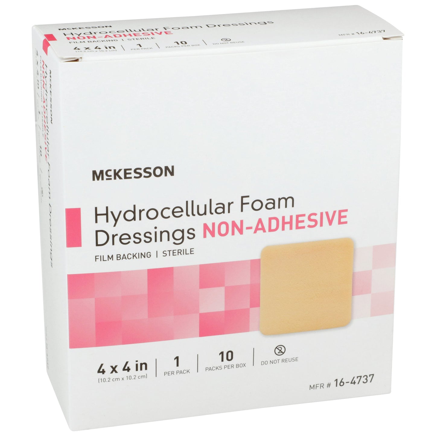 Foam Dressing McKesson 4 X 4 Inch Without Border Film Backing Nonadhesive Square Sterile