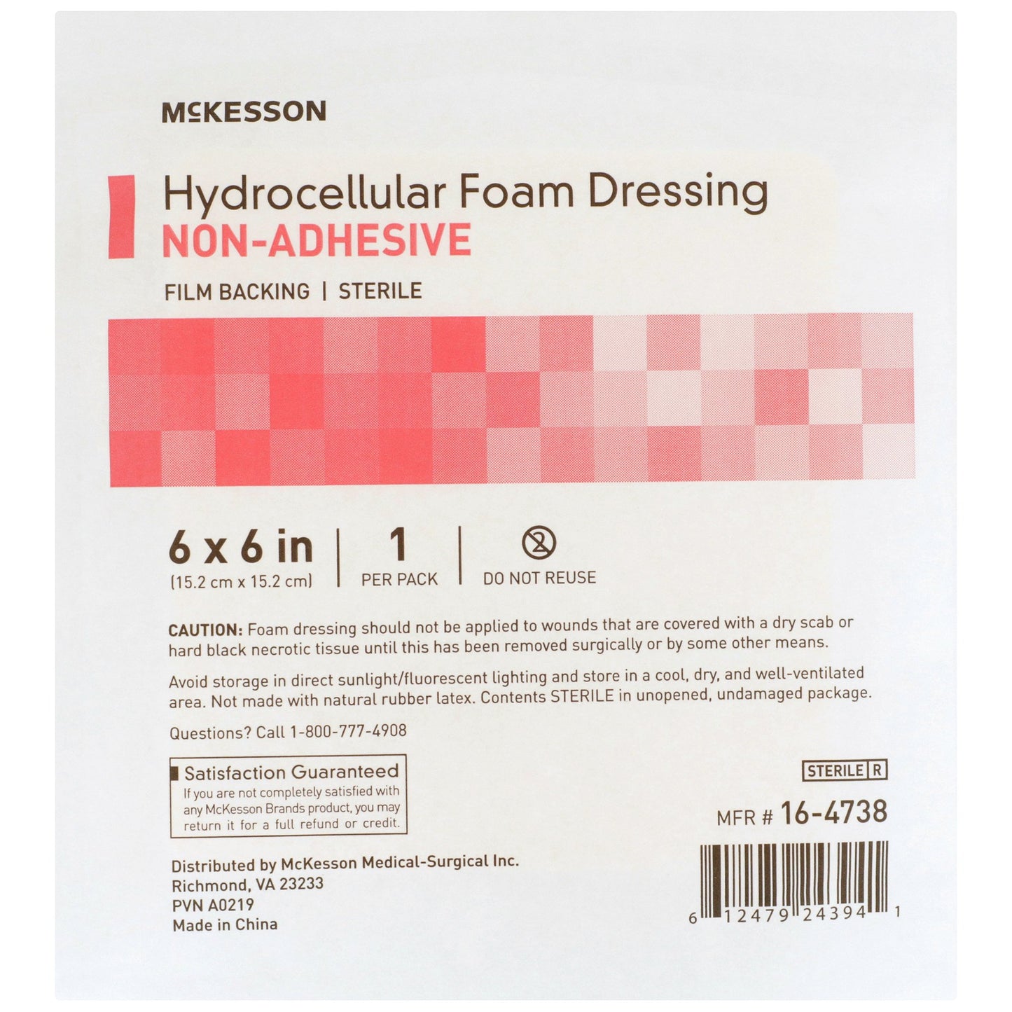 Foam Dressing McKesson 6 X 6 Inch Without Border Film Backing Nonadhesive Square Sterile