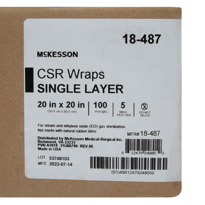 McKesson Sterilization Wrap Blue 20 X 20 Inch Single Layer Cellulose Steam / EO Gas