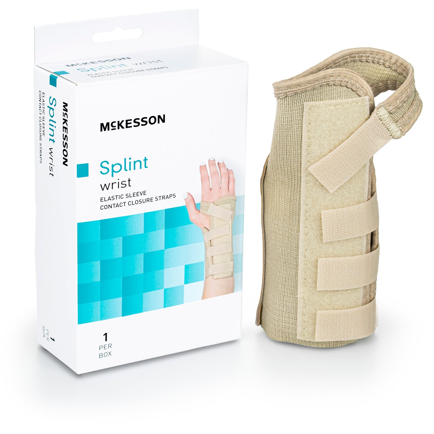 Wrist Brace McKesson Low Profile / Contoured / Wraparound Aluminum / Cotton / Elastic Left Hand Beige Small