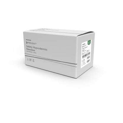 Safety Hypodermic Needle McKesson Prevent® 1/2 Inch Length 30 Gauge Regular Wall Hinged Safety Needle