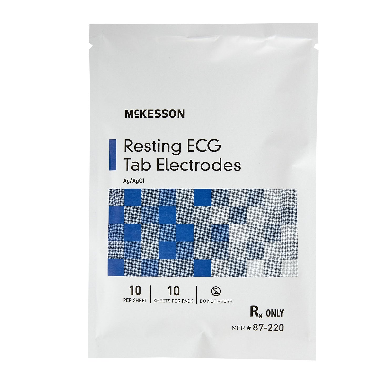 ECG Resting Electrode McKesson Tab Connector Conductive Adhesive Gel Adult Non-Radiolucent 10 per Pack