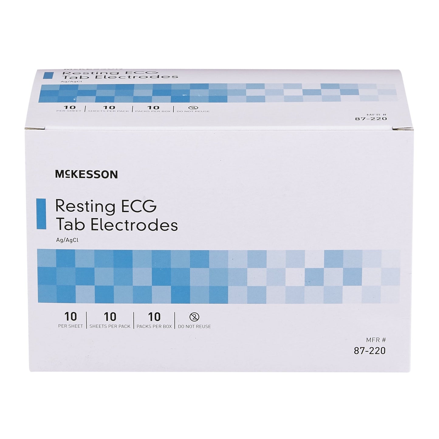 ECG Resting Electrode McKesson Tab Connector Conductive Adhesive Gel Adult Non-Radiolucent 10 per Pack