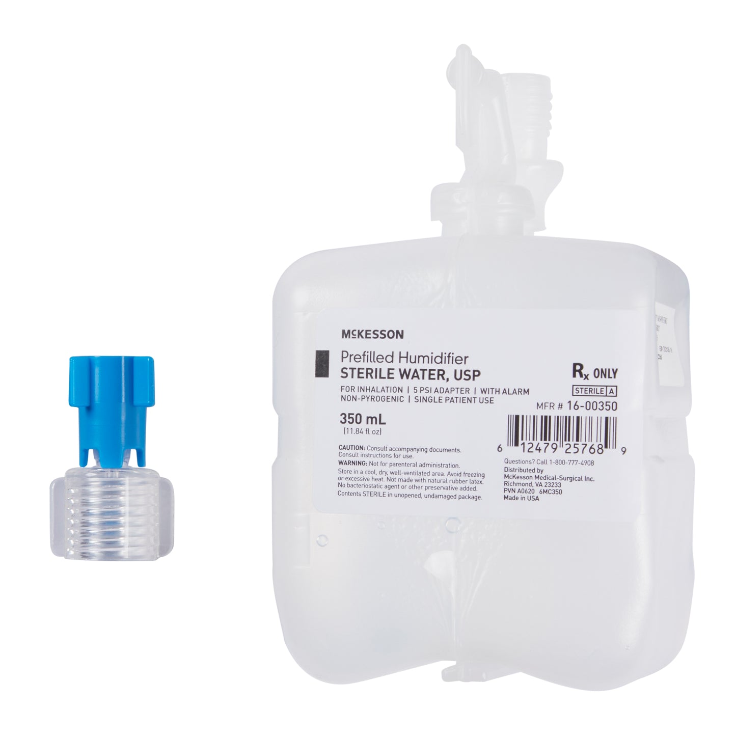 McKesson Humidifier Bottle with Adapter 350 mL Sterile Water Adult / Pediatric