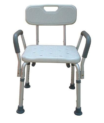 Bath Bench Adj Ht. w/Back-KD Remov. Padded Arms  (PMI)-0