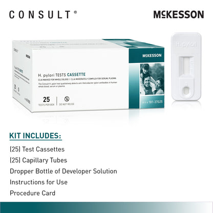 H. Pylori Test Kit McKesson Consult™ H. Pylori 25 Tests CLIA Waived Sample Dependent