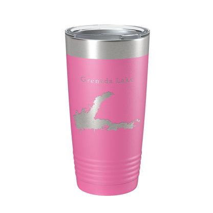 Grenada Lake Map Tumbler Travel Mug Insulated Laser Engraved Coffee Cup Mississippi 20 oz-11