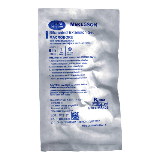 IV Extension Set McKesson Macro Bore 6 Inch Tubing Without Filter Sterile