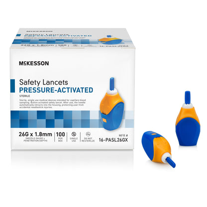 Safety Lancet McKesson 26 Gauge Retractable Pressure Activated Finger
