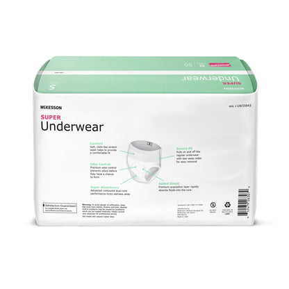 Unisex Adult Absorbent Underwear McKesson Pull On with Tear Away Seams Small Disposable Moderate Absorbency