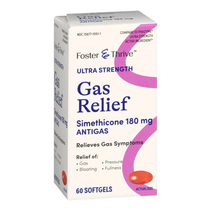 Gas Relief Foster & Thrive™ 180 mg Strength Softgel 60 per Bottle