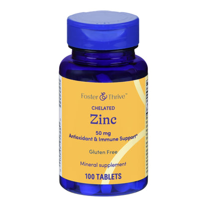 Mineral Supplement Foster & Thrive™ Zinc Gluconate 50 mg Strength Tablet 100 per Bottle Unflavored