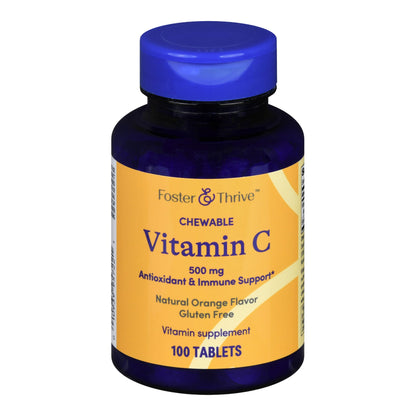 Vitamin C Supplement Foster & Thrive™ Ascorbic Acid 500 mg Strength Chewable Tablet 100 per Bottle