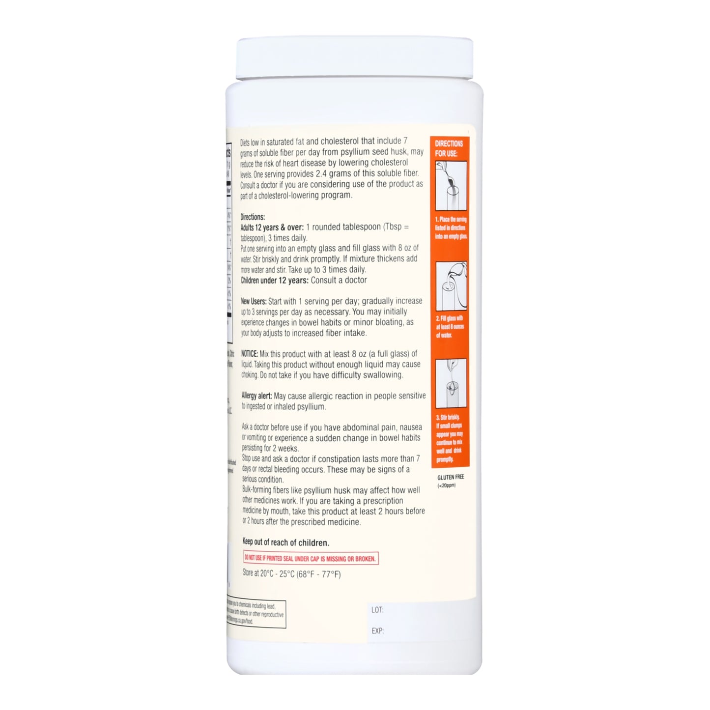 Fiber Supplement Foster & Thrive™ Orange Flavor Powder 19 oz. Psyllium Husk